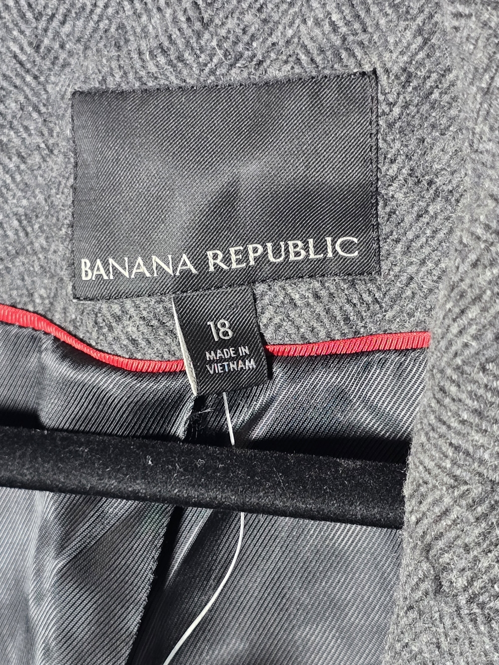 NWT Banana Republic Gray Herringbone Wool Blazer Jacket Single Button, Sz 18 - Picture 3 of 8